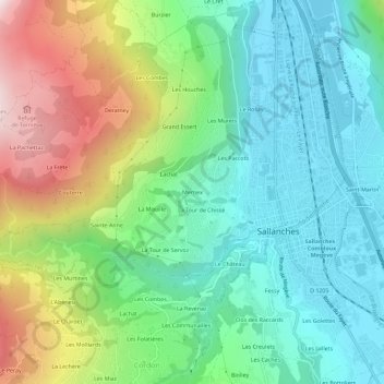 Mernex topographic map, elevation, terrain