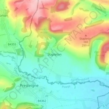 Stapleton topographic map, elevation, terrain