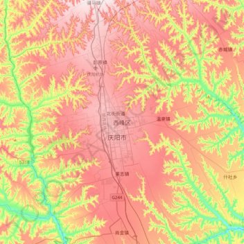 Xifeng topographic map, elevation, terrain