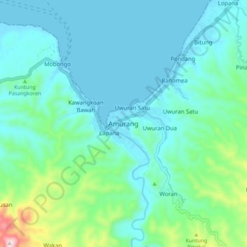 Amurang topographic map, elevation, terrain