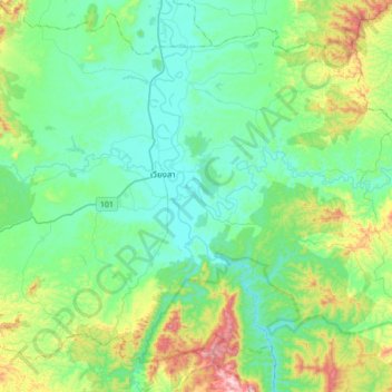 Khueng topographic map, elevation, terrain
