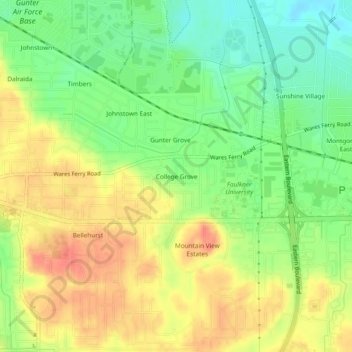 College Grove topographic map, elevation, terrain