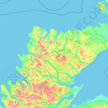 Sutherland topographic map, elevation, terrain