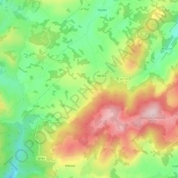 Zece Hotare topographic map, elevation, terrain