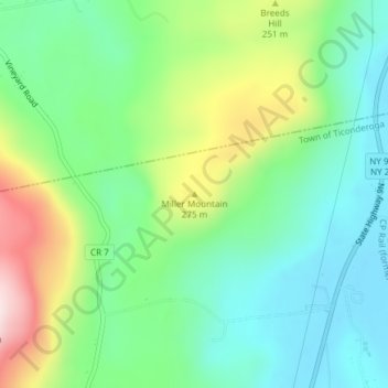 Miller Mountain topographic map, elevation, terrain