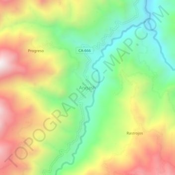 Angash topographic map, elevation, terrain