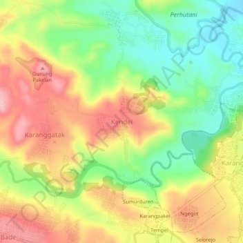 Kendel topographic map, elevation, terrain