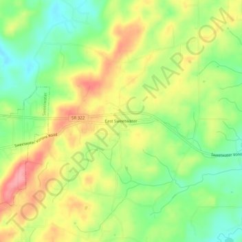 East Sweetwater topographic map, elevation, terrain