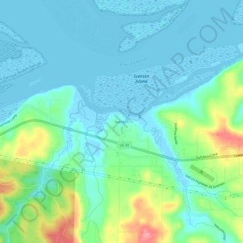 Svensen topographic map, elevation, terrain