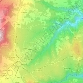 Bellin topographic map, elevation, terrain