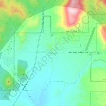 Central topographic map, elevation, terrain