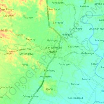 Pototan topographic map, elevation, terrain