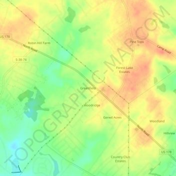 Greenfield topographic map, elevation, terrain