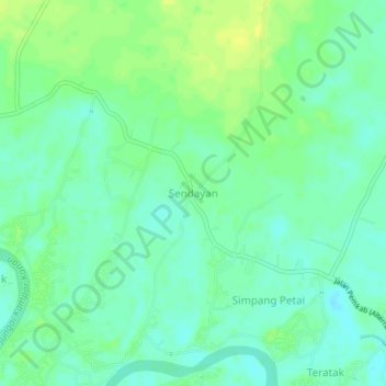 Sendayan topographic map, elevation, terrain