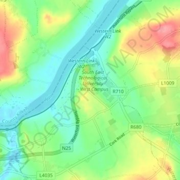 Carriganore topographic map, elevation, terrain