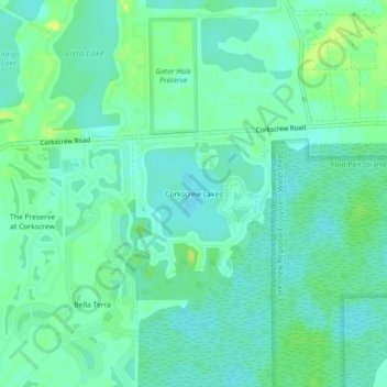 Corkscrew Lakes topographic map, elevation, terrain