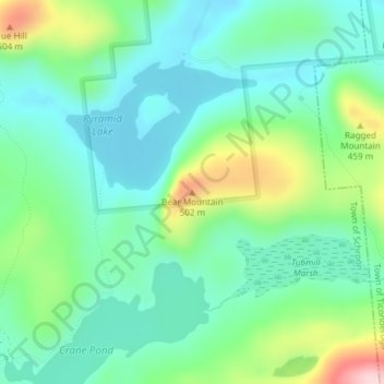 Bear Mountain topographic map, elevation, terrain