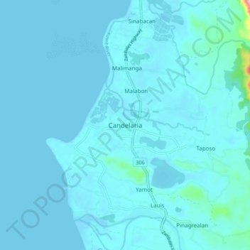 Candelaria topographic map, elevation, terrain