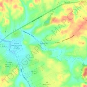 Harrisburg topographic map, elevation, terrain