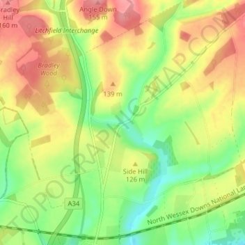 Cole Henley topographic map, elevation, terrain
