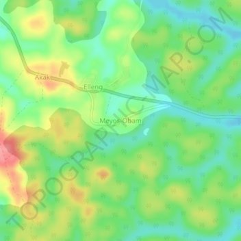 Meyos-Obam topographic map, elevation, terrain