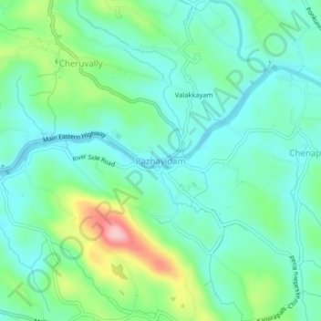 Pazhayidam topographic map, elevation, terrain