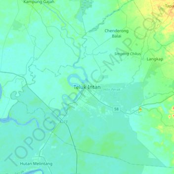 Teluk Intan topographic map, elevation, terrain