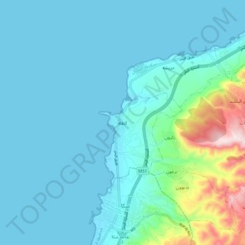 Enfeh topographic map, elevation, terrain