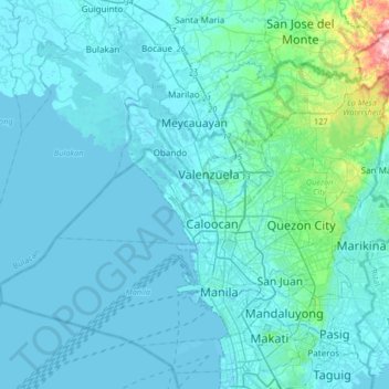 Malabon topographic map, elevation, terrain