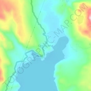 Choclococha topographic map, elevation, terrain