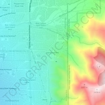 Glenwood Hills topographic map, elevation, terrain