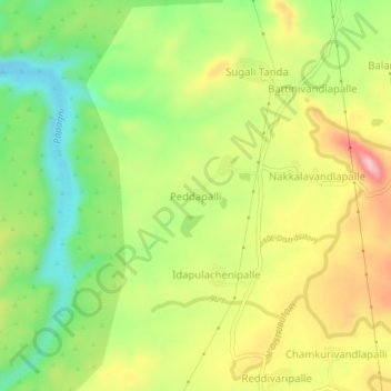 Peddapalli topographic map, elevation, terrain