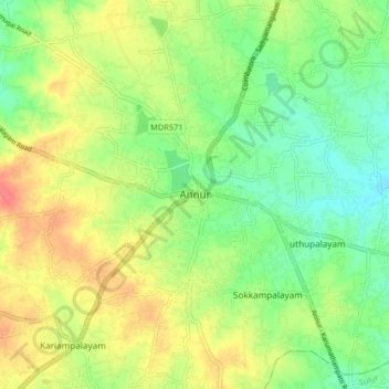 Annur topographic map, elevation, terrain