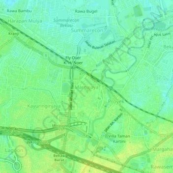 Margajaya topographic map, elevation, terrain