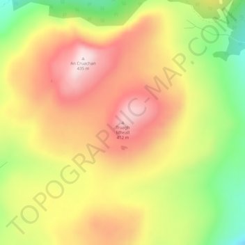 Truagh Mheall topographic map, elevation, terrain