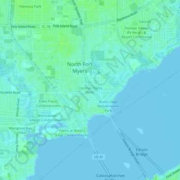 Coconut Palms MHP topographic map, elevation, terrain