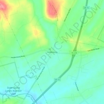 Heidlersburg topographic map, elevation, terrain