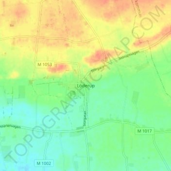 Löderup topographic map, elevation, terrain