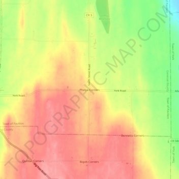 Phelps Corners topographic map, elevation, terrain