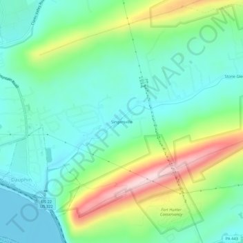Singersville topographic map, elevation, terrain