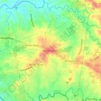 Muzon topographic map, elevation, terrain