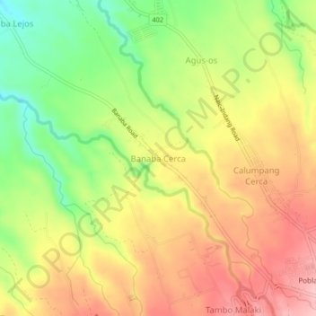 Banaba Cerca topographic map, elevation, terrain