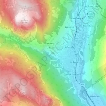 Ville topographic map, elevation, terrain