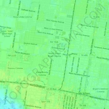 North Depot Road Colonia topographic map, elevation, terrain
