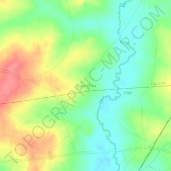 Odo-Oba topographic map, elevation, terrain