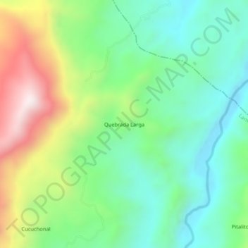 Quebrada Larga topographic map, elevation, terrain