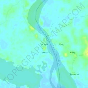 Bomboja topographic map, elevation, terrain