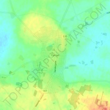 Farsø topographic map, elevation, terrain
