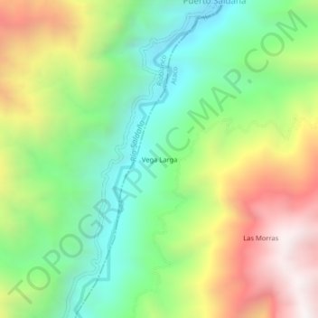 Vega Larga topographic map, elevation, terrain