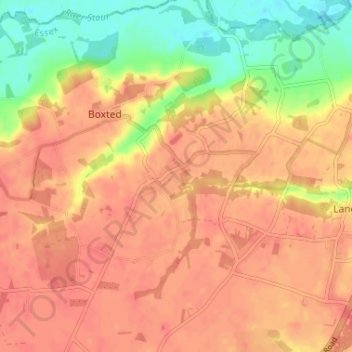 Boxted Cross topographic map, elevation, terrain